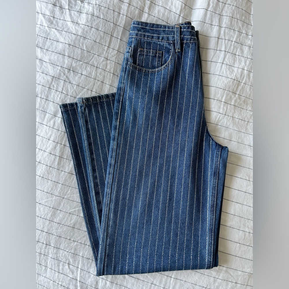 NWT Rhinestone Striped Wide Leg Jeans from Simon’s